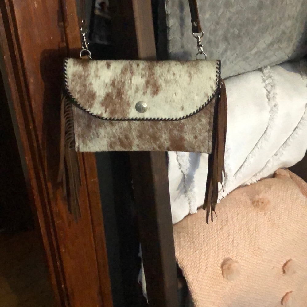 Fringe cowhide purse